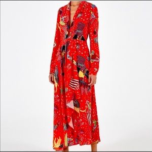 NWOT FARM RIO CARNIVAL LONG-SLEEVE MAXI DRESS